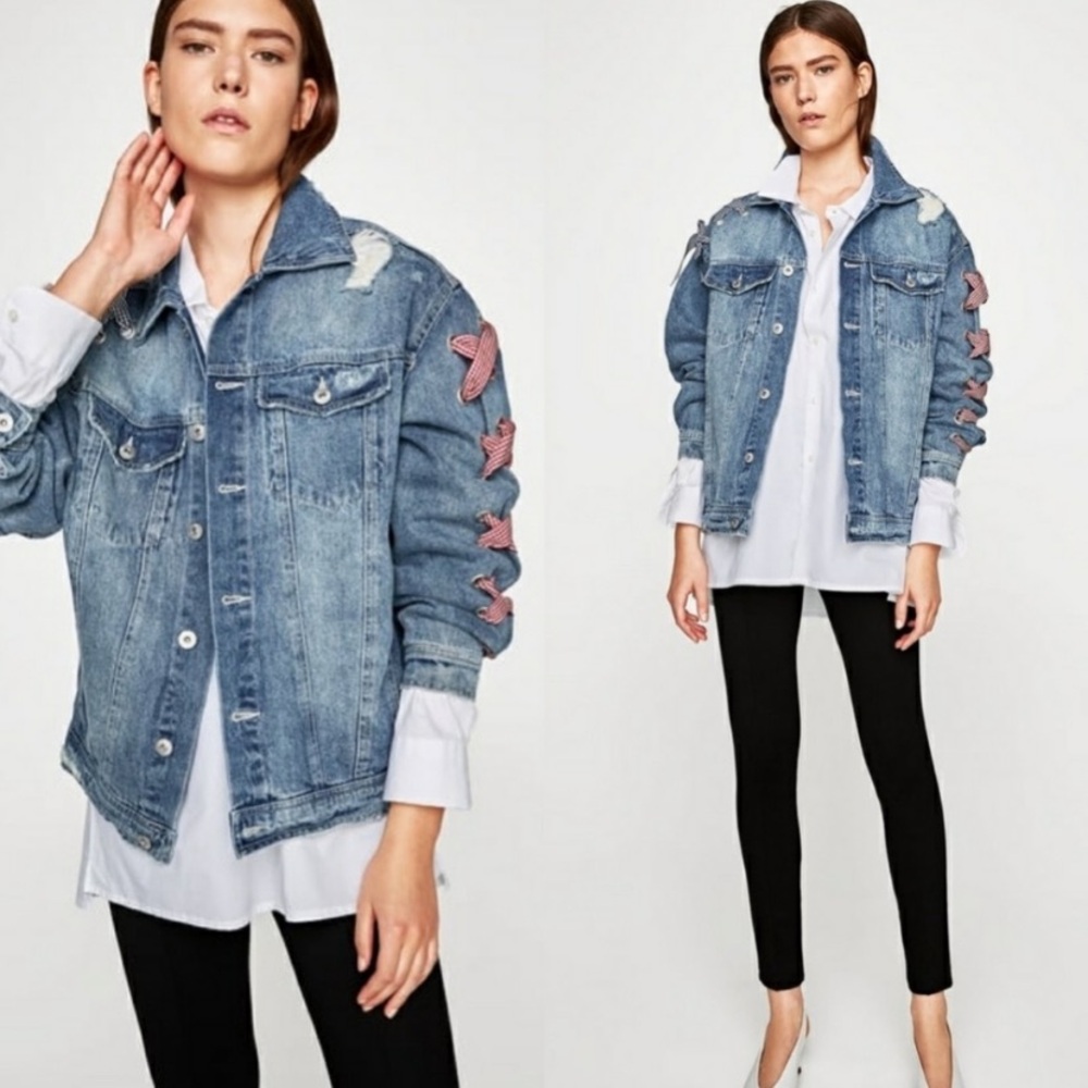 Zara Denim Ribbon Jacket Small
